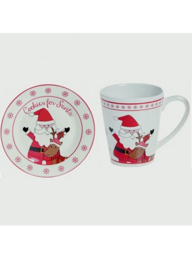 Santa Christmas Eve Plate & Mug Set